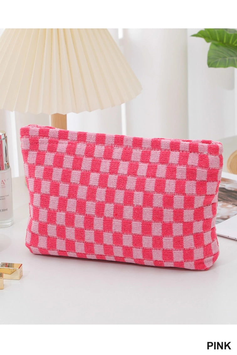 Stylish Checkered Cosmetic Bag for Organized Storage and Travel Essentials