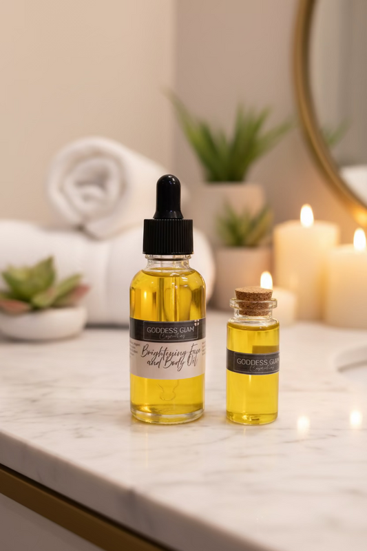 Brightening face and body oil for glowing skin